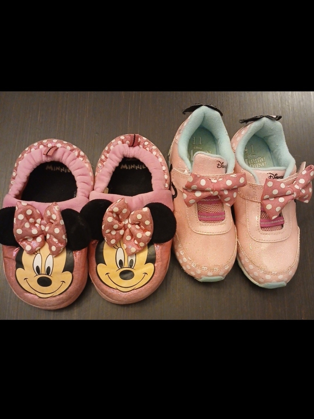 Disney Pink Minnie Mouse Girls' Slip-Ons and Bow Sneakers Twin Pack